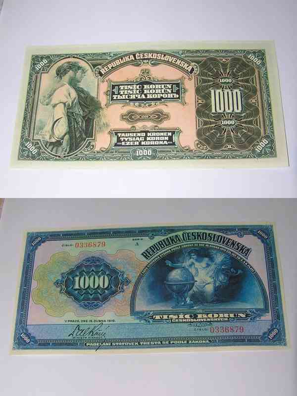 Kopie vzácných 1 republikových bankovek - Mucha -  - foto 9