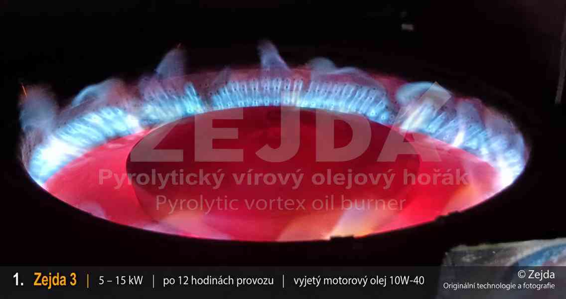 Hořák na vyjetý olej, topení olejem, pyrolytická technologie