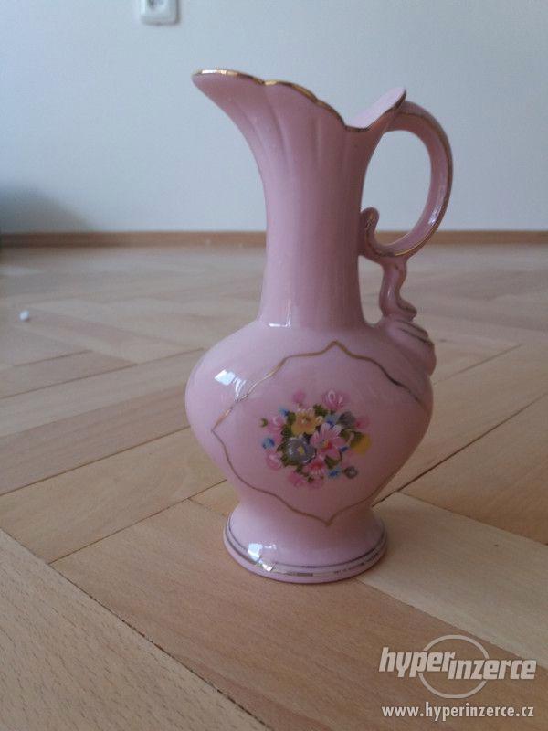 Džbánek, vázička růžový porcelán - foto 1