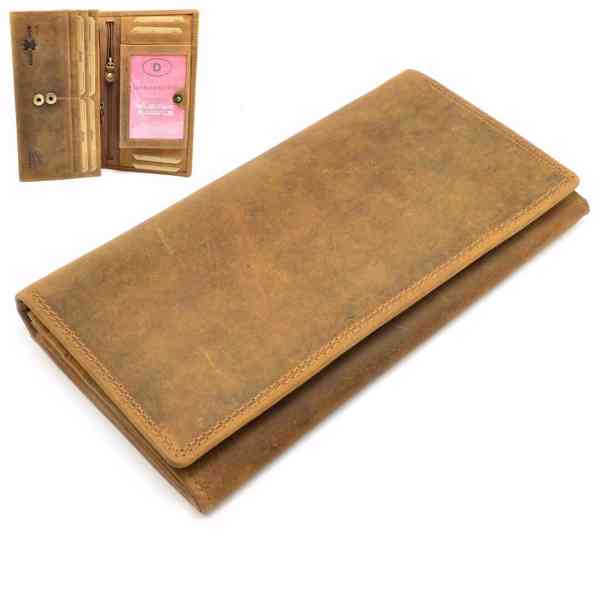 Světle hnědá kožená dámská peněženka - foto 1