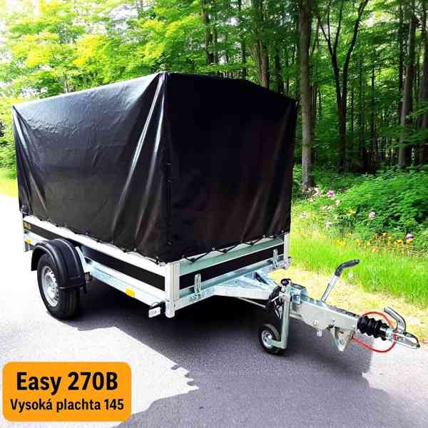 Nový brzděný přívěsný vozík 1300Kg +plachta,2,65mx1,30x1,45 - foto 1