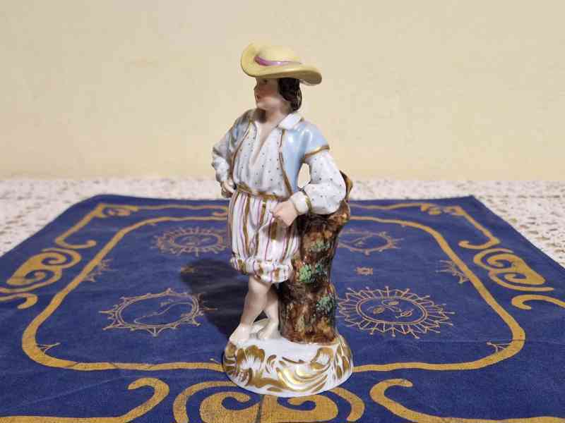 Vzácná porcelánová soška Kavalír Praha Biedermeier - foto 3