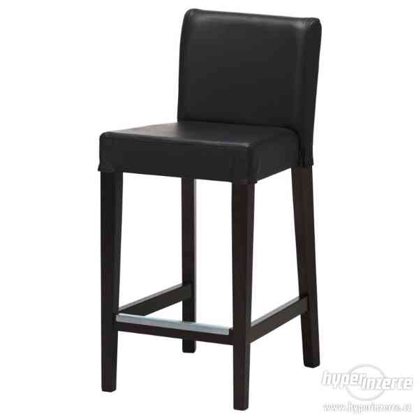 Barová židle, černá kůže, HENRIKSDAL - foto 1