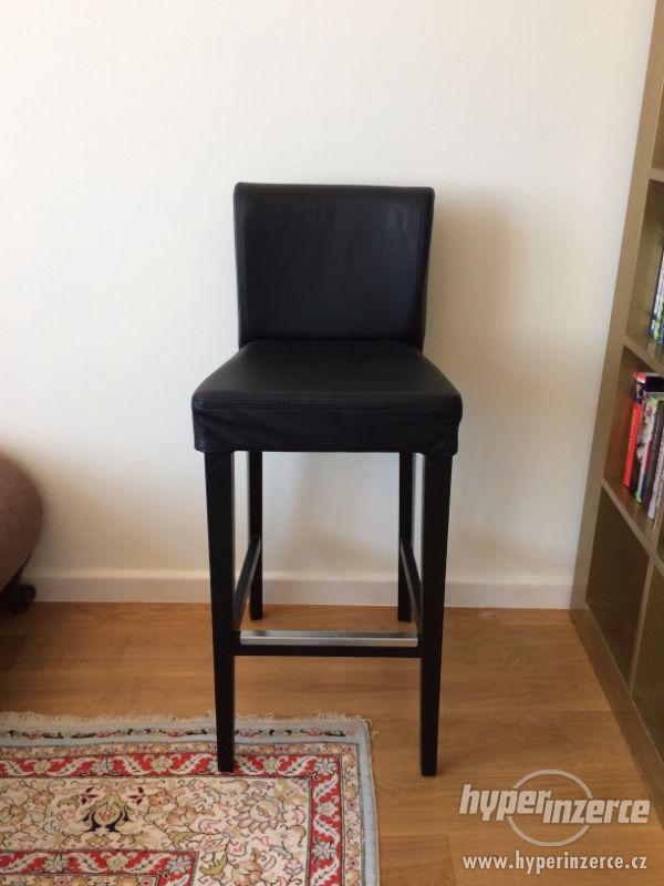 Barová židle, černá kůže, HENRIKSDAL - foto 3