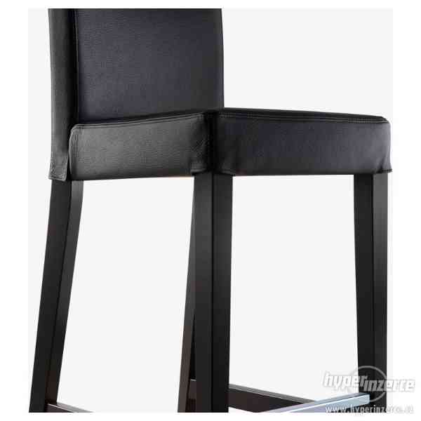 Barová židle, černá kůže, HENRIKSDAL - foto 5