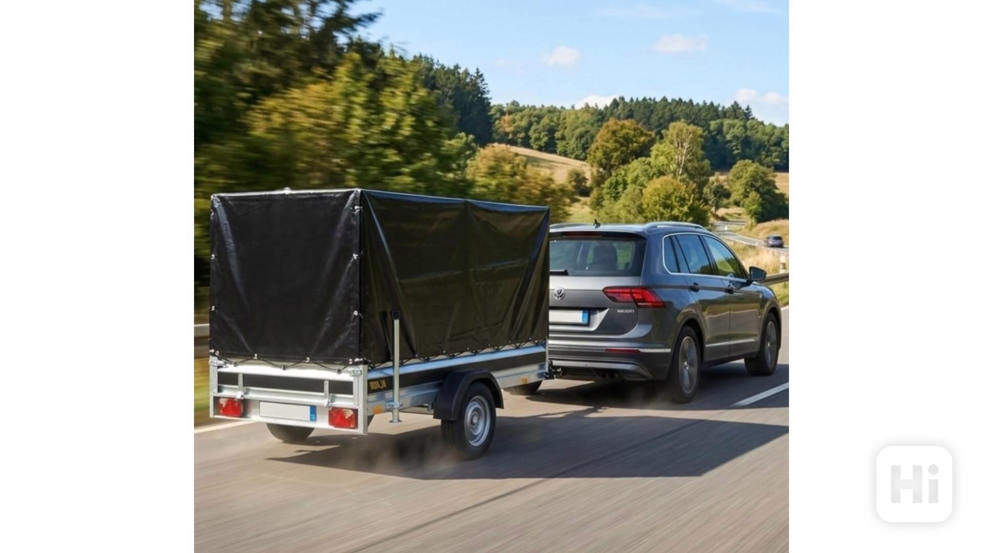 Nový brzděný přívěsný vozík 1300Kg +plachta,2,65mx1,30, DPH - foto 1