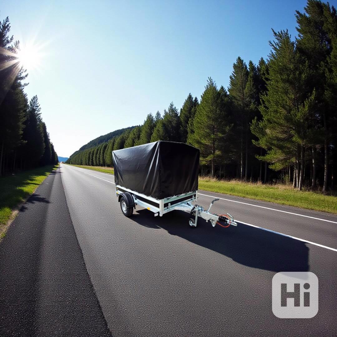 Nový brzděný přívěsný vozík 1300Kg +plachta,2,65mx1,30, DPH - foto 1