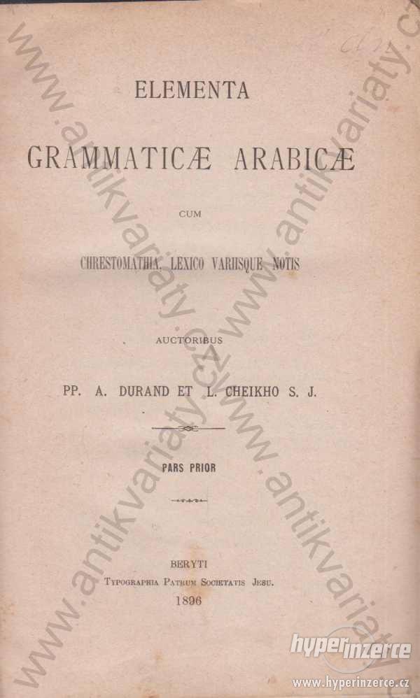Elementa gramaticae ArabicaeArabská gramatika 1896 - foto 1