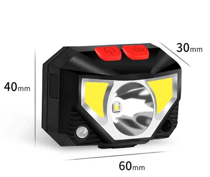 Čelová svítilna COB-LED+červené světlo,ultralehká,Nová. - foto 3
