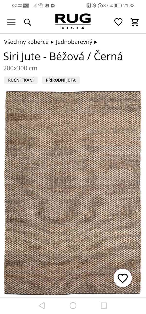 Ručně tkaný jutový koberec 200x300  - foto 2