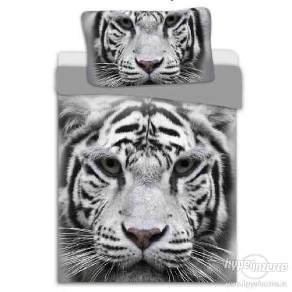 Bavlněné Povlečení 140x200 Cm - bílý tygr - foto 1
