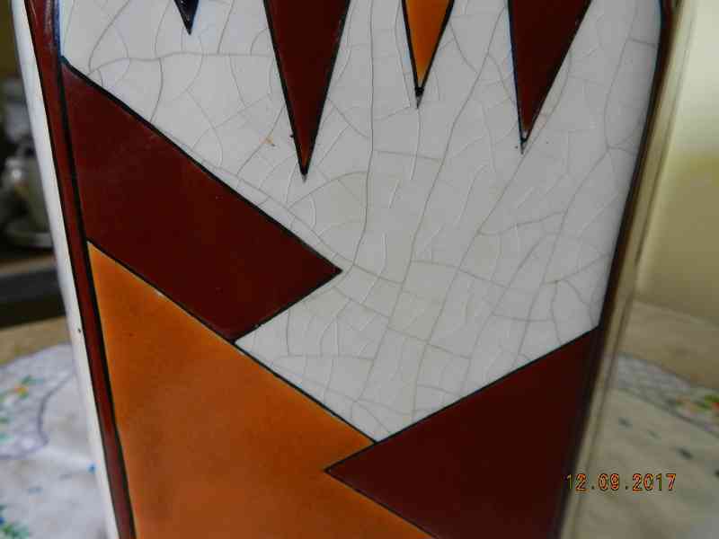 Vzácná Art Deco Váza Keralouve Lalouviere Kubismus Belgie  - foto 5