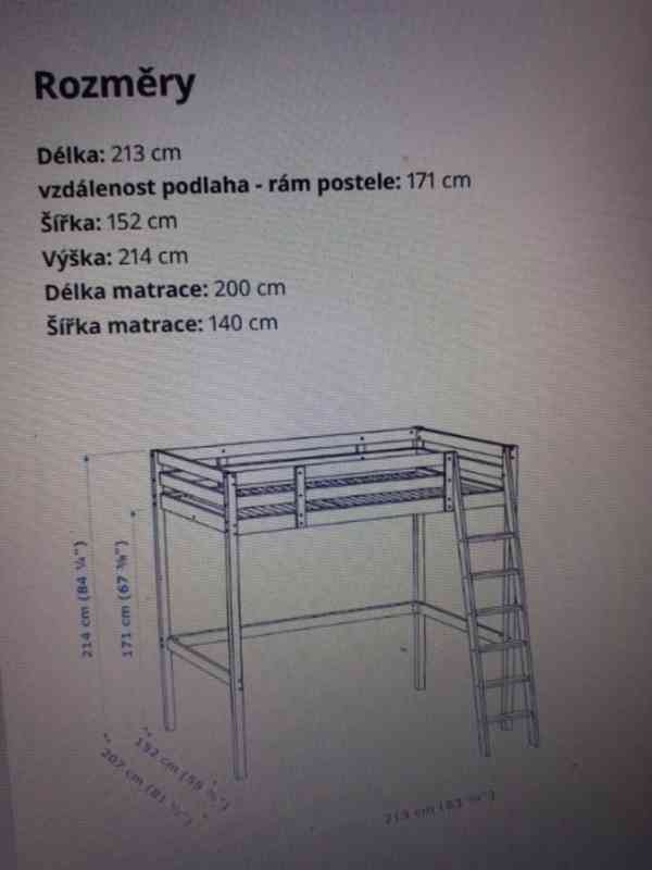 Vysoká postel Ikea pro dítě i dospělého - foto 3