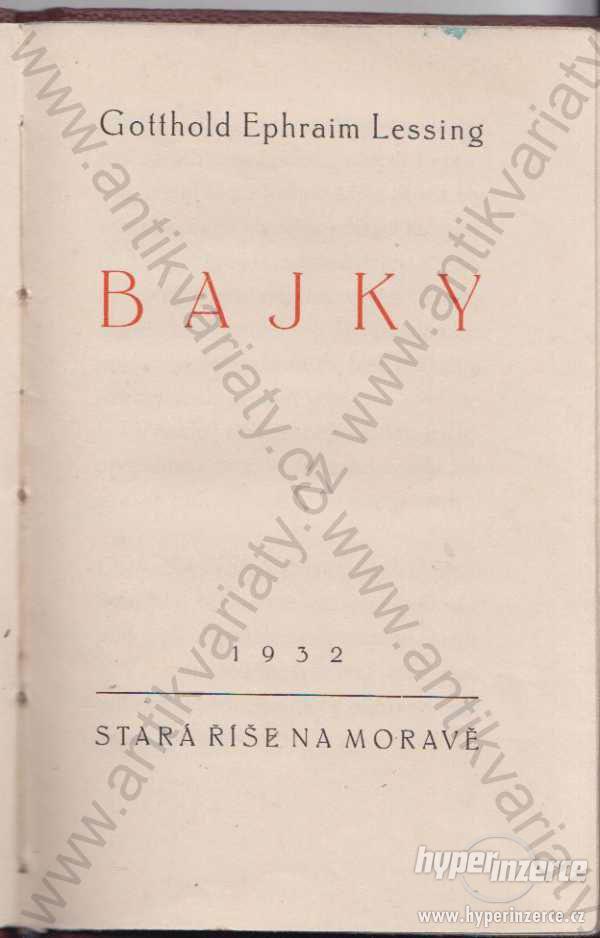 Bajky Gotthold Ephraim Lessing 1932 - foto 1