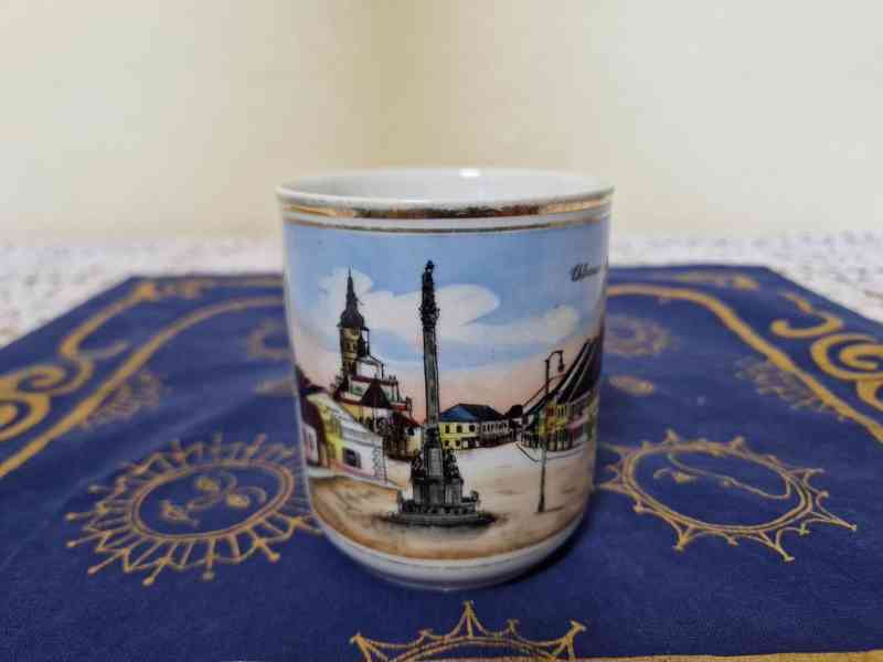 Sbírkový starý malovaný Hrnek Chlumec místopis - foto 3