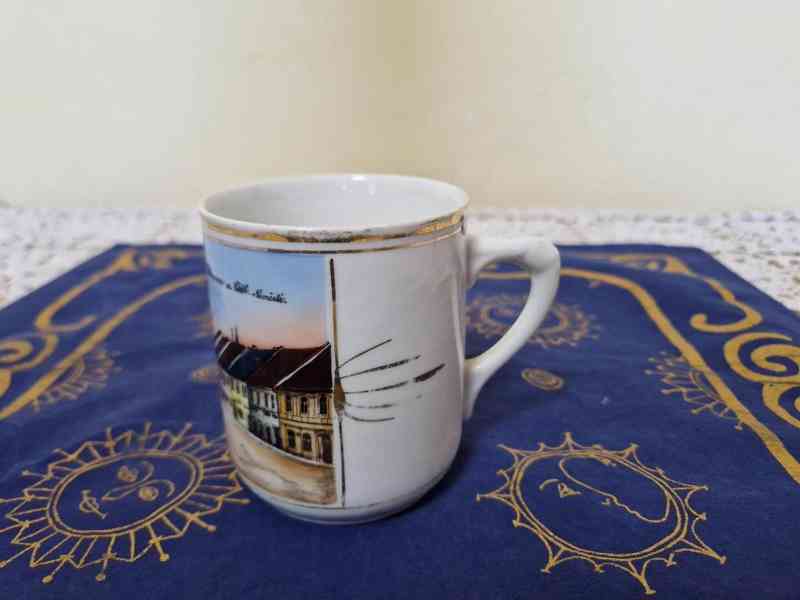Sbírkový starý malovaný Hrnek Chlumec místopis - foto 5