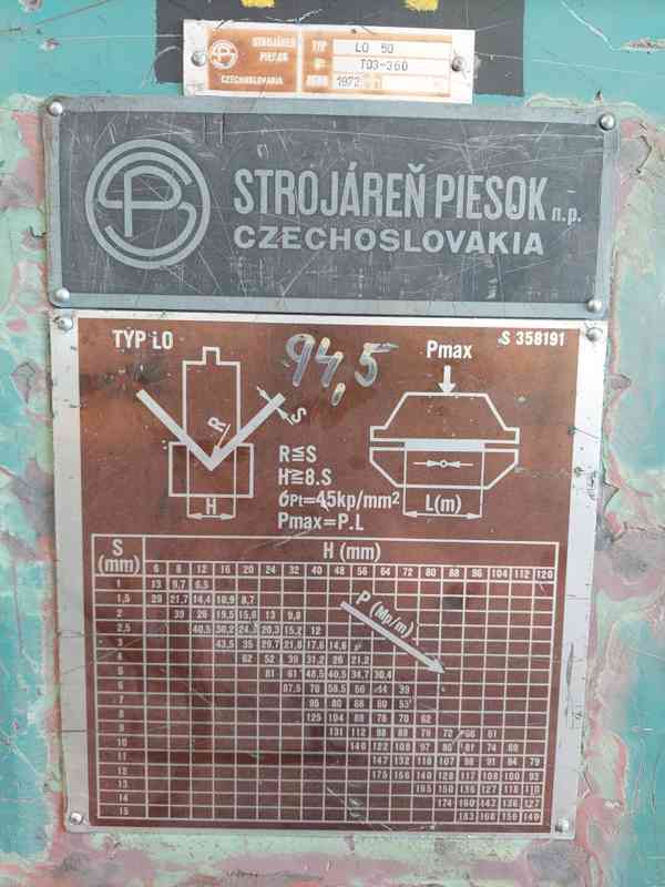 Použitý ohraňovací lis LO 50/2500, r. v. 1972 - foto 8
