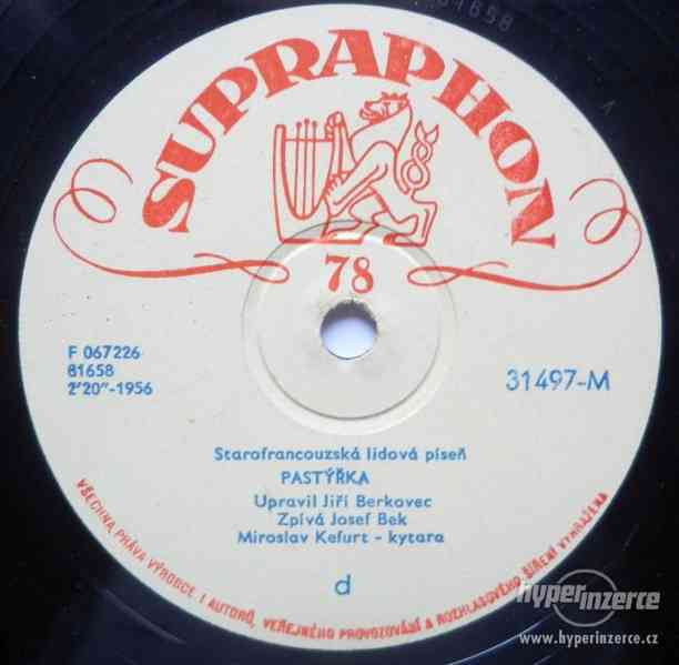 3 starožitné šelakové gramofonové desky Supraphon z 50. let - foto 4
