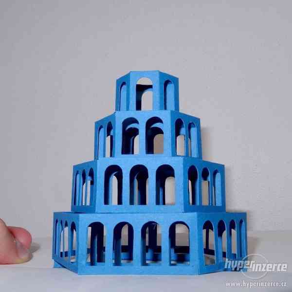 Dekorační 3D papírové rozkládací přání, stavba (S02) - foto 1