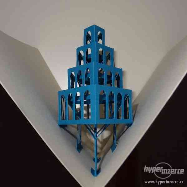 Dekorační 3D papírové rozkládací přání, stavba (S02) - foto 5