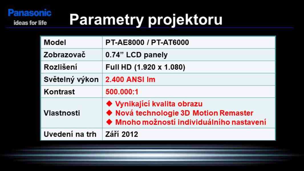 Home Cinema Projektor Panasonic PT-AT6000 - foto 3