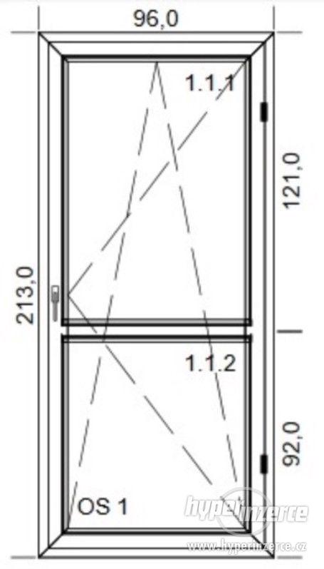 Balkónové terasové dvere nové, bílá/šedá, 96x213cm SLEVA - foto 6