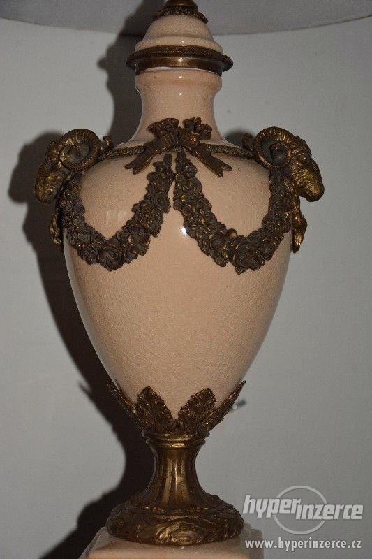Zámecké porcelánové lampy zdobené bronzem-UNIKÁT - foto 7