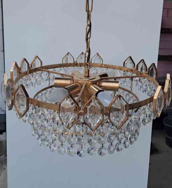 Křišťálový lustr – mosaz, pravý křišťál - foto 2