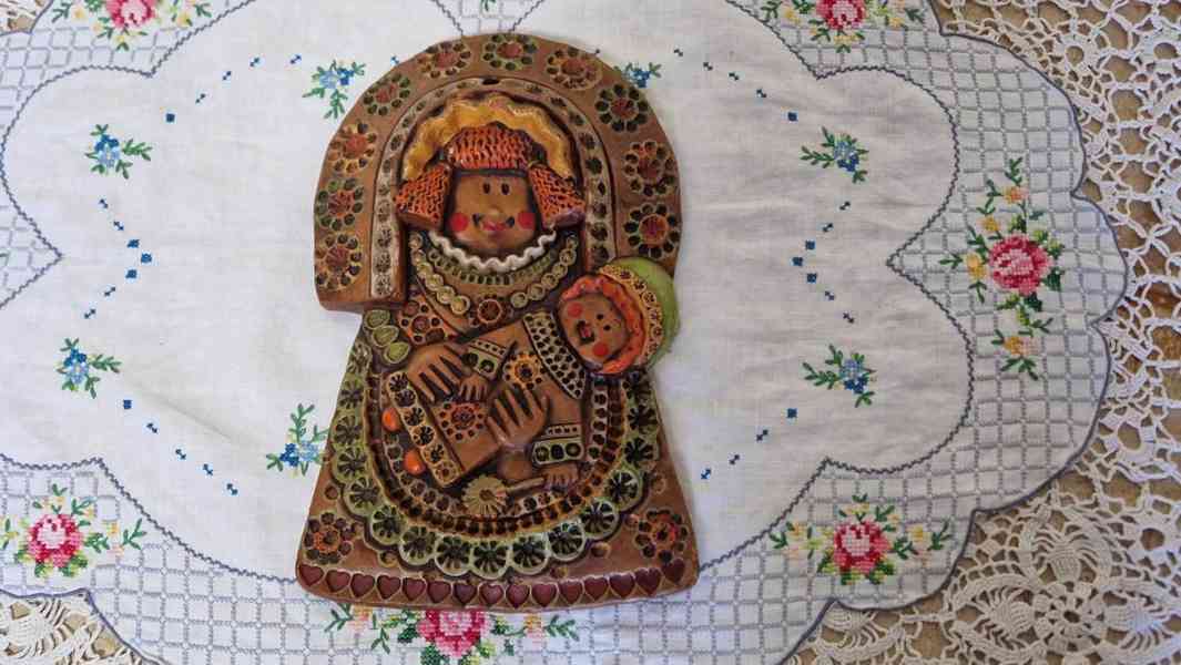 Zajímavý starý Reliéf na zeď Madona s dítětem - foto 5