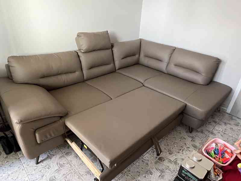 Sedací souprava kožená rozkládací zánovní - foto 5