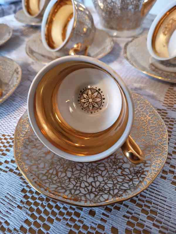 Krásná zlacená moka souprava, značená - foto 2