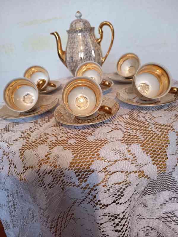 Krásná zlacená moka souprava, značená - foto 3
