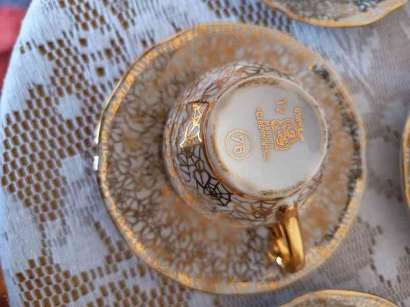 Krásná zlacená moka souprava, značená - foto 4