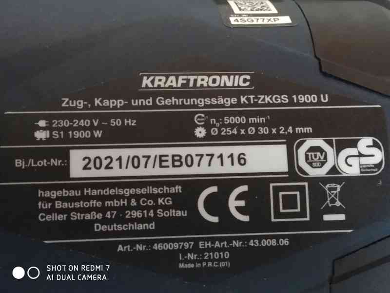 Prodám VELKOU pokosovou pilu s posuvem KRAFTRONIC KT-ZKGS 19 - foto 5