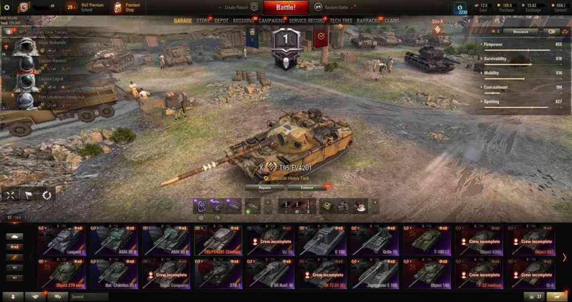 World of Tanks Účet 3000wn8, Chieftain, 279(e), 260, M60