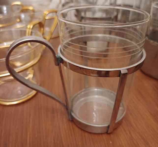 Retro skleněné šálky Jena Glass , antikorozní kovové držáky - foto 2
