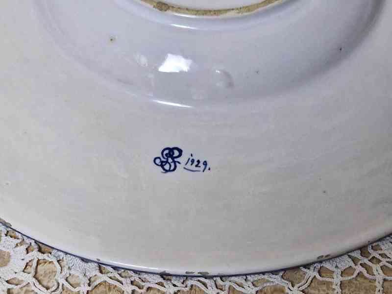 Krásný malovaný habánský keramický Talíř 1701 - foto 6