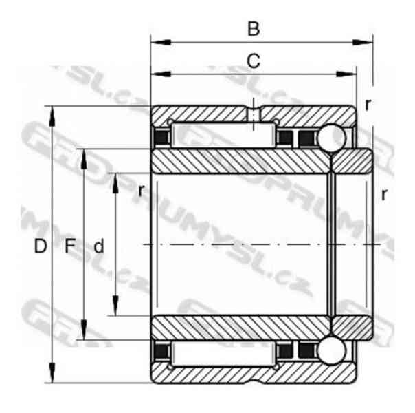 Ložisko jehlové NKIB 5908 INA kombinované (Německo) NOVÉ - foto 2