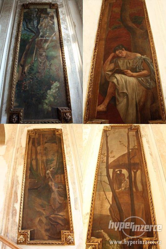 Čtveřice impozantních zámeckých obrazů 250x88cm