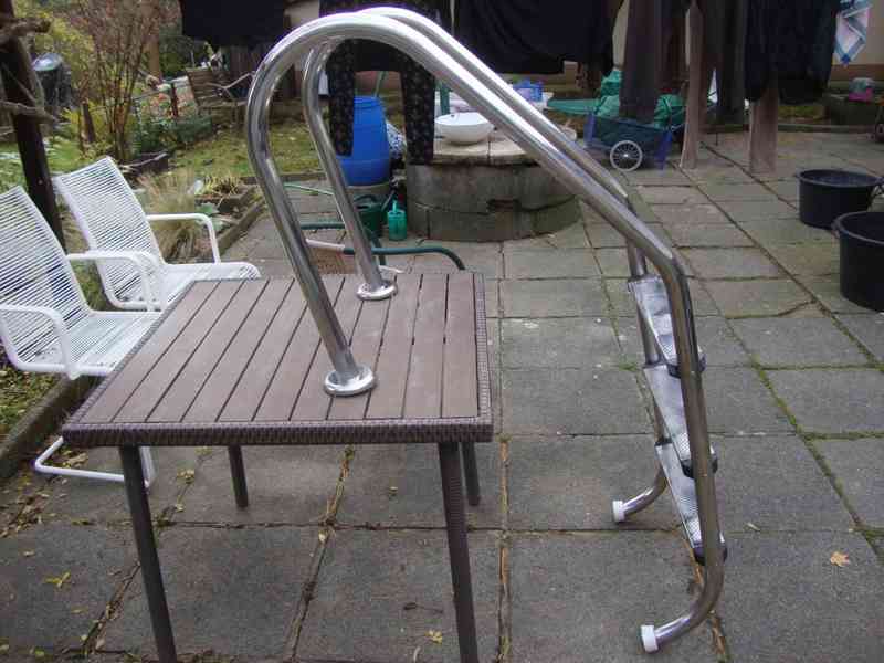 Bazénové schůdky schody nerez zachovalé 3. stupínky PC:6000 - foto 5