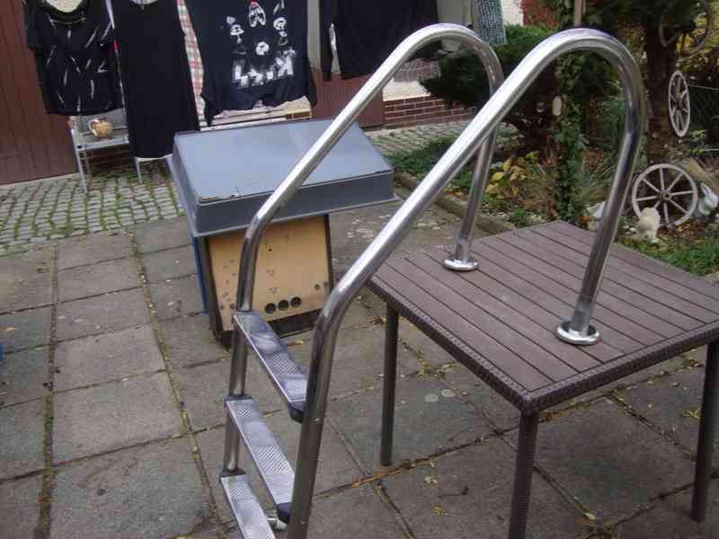 Bazénové schůdky schody nerez zachovalé 3. stupínky PC:6000 - foto 6