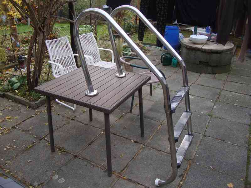 Bazénové schůdky schody nerez zachovalé 3. stupínky PC:6000 - foto 2