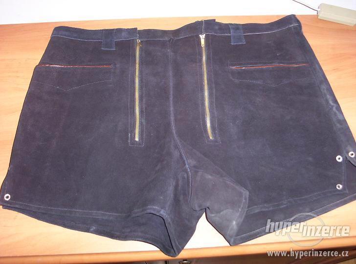 Semišové krátké kalhoty s padacím mostem - foto 1