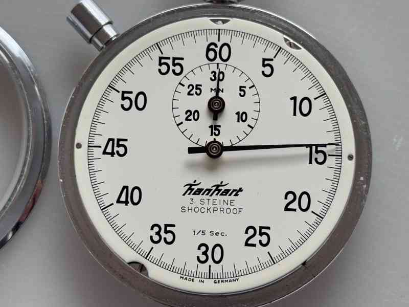 Kapesní stopky Hanhart 1/5 sec Německo, funkční, krásné - foto 3