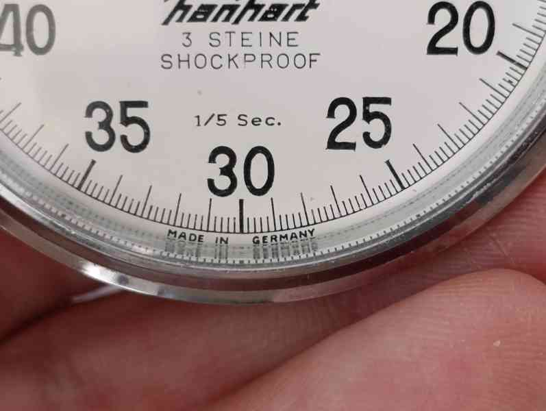 Kapesní stopky Hanhart 1/5 sec Německo, funkční, krásné - foto 11