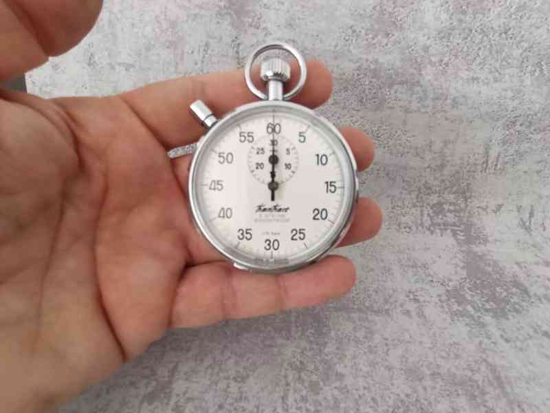 Kapesní stopky Hanhart 1/5 sec Německo, funkční, krásné - foto 12