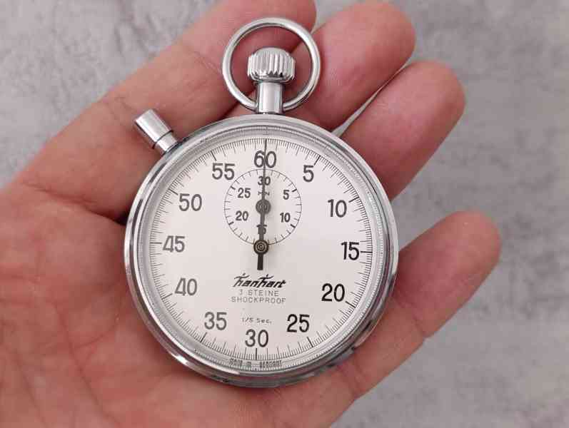 Kapesní stopky Hanhart 1/5 sec Německo, funkční, krásné - foto 8