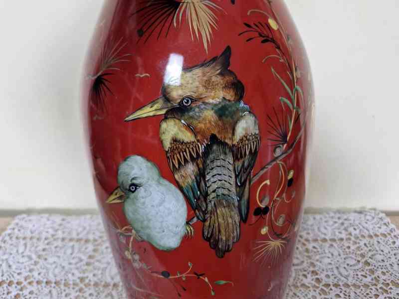 Krásná bohatě zdobená zlacená Váza s Ptáky Satsuma Japonsko - foto 3