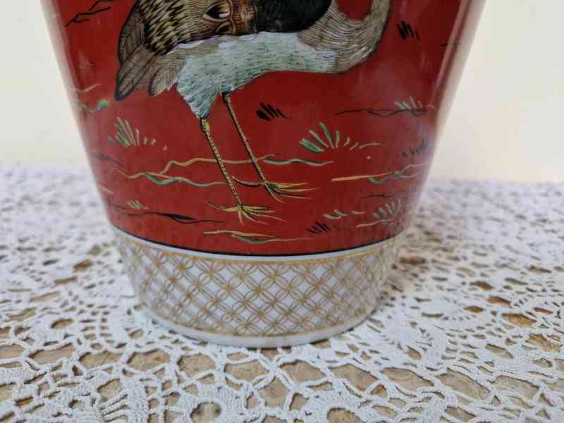 Krásná bohatě zdobená zlacená Váza s Ptáky Satsuma Japonsko - foto 2