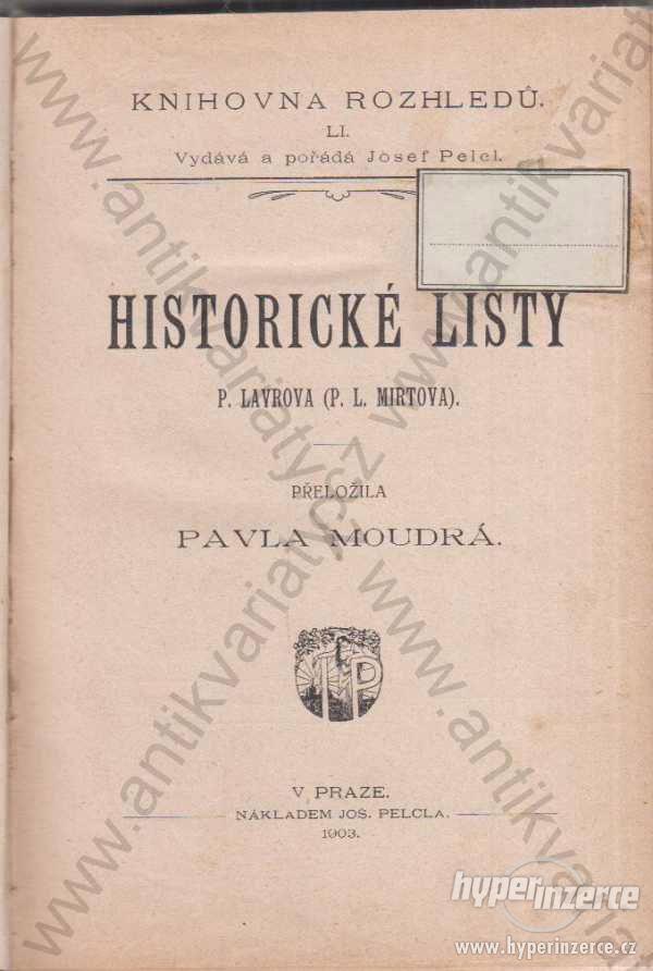 Historické listy P. Lavrova (P. L. Mirtova) 1903 - foto 1